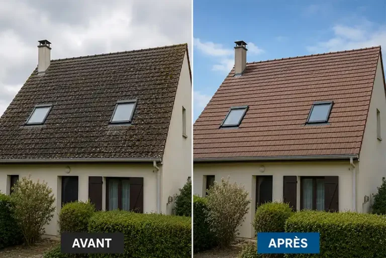 Nettoyage toiture Avant et Après - RC Peinture